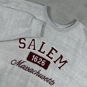 Salem Massachusetts Sweatshirt Mens 2XL Gray Cotton Crew Embroidered Long Sleeve